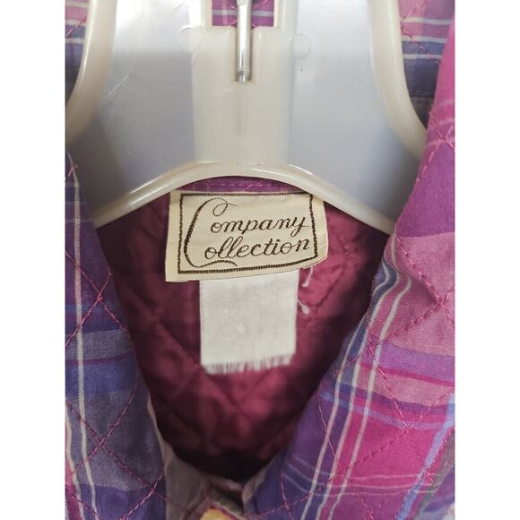 Vintage Quilted Vest Medium Purple Womens Plaid Button Front Sleeveless Preppy - Picture 2 of 6